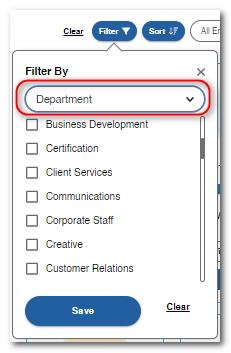 admin filter dept