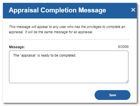 app completion message