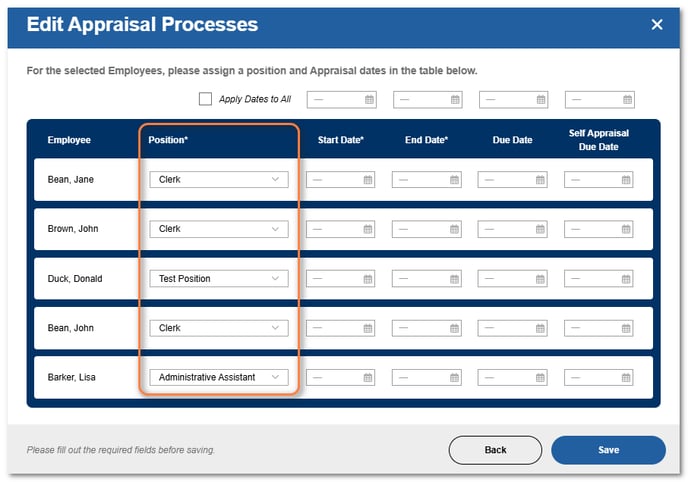 concurrent position field