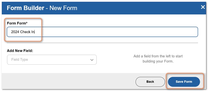 form add name then save