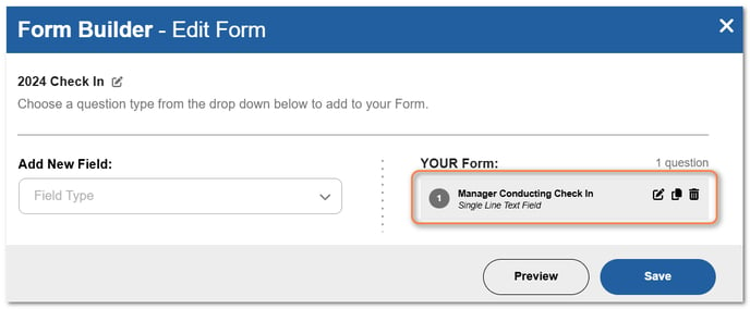 form field preview appears