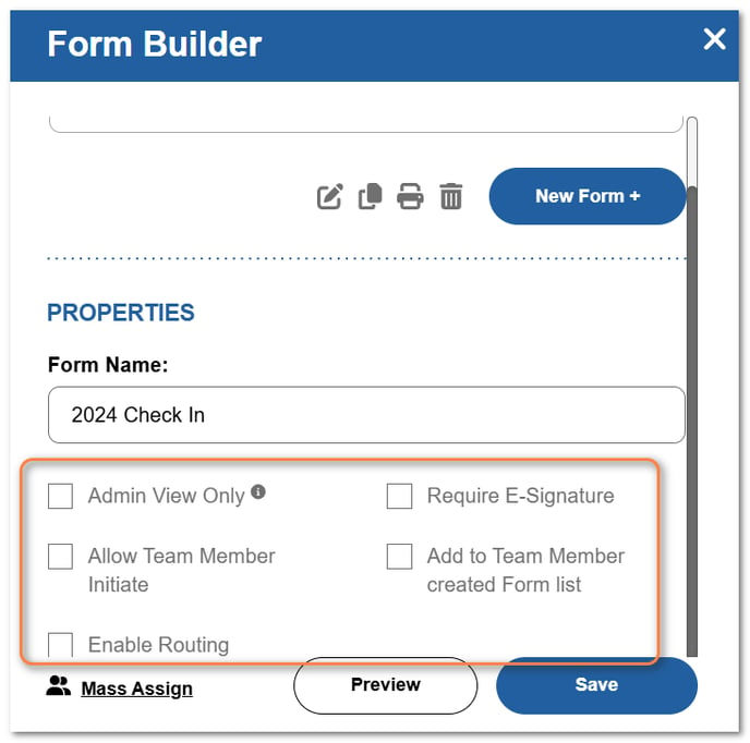 form properties