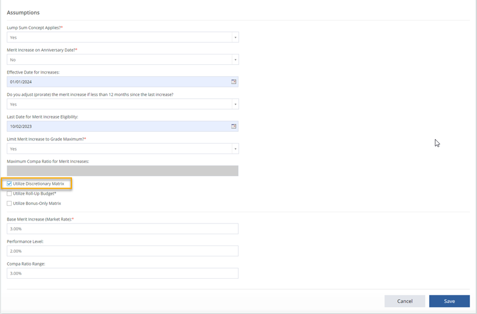 Merit Planning: Supervisor Access Discretionary Matrix (Compease Starter)