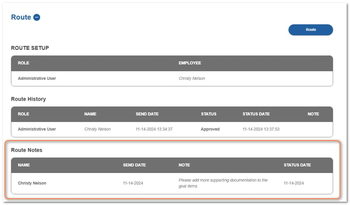 routing note open appraisal